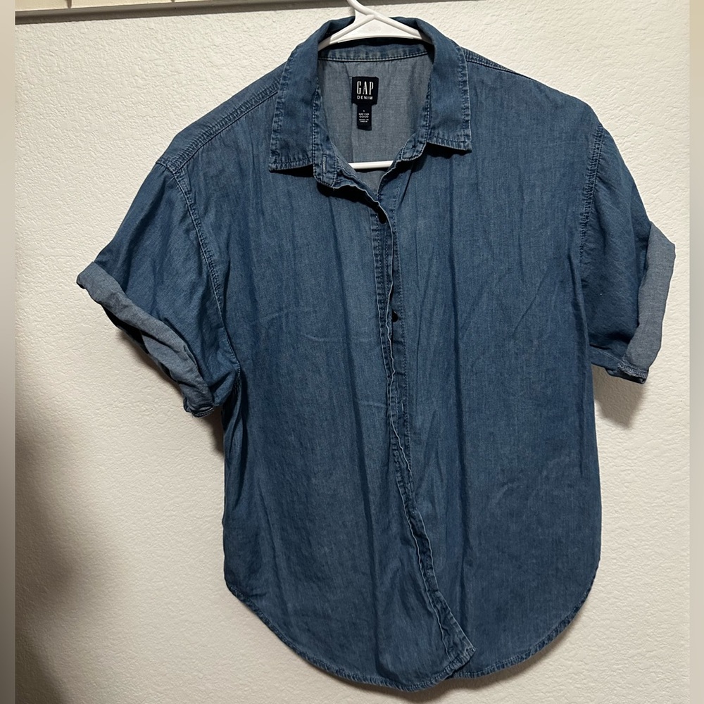 Gap Tops | Gap Split-Back Denim Shirt 100% Cotton | Size Small | Blue